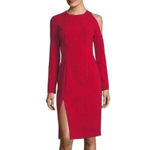 Black Halo NWT Covina Bonfire Red Single Cold Shoulder Sheath Dress Sz 14 XL